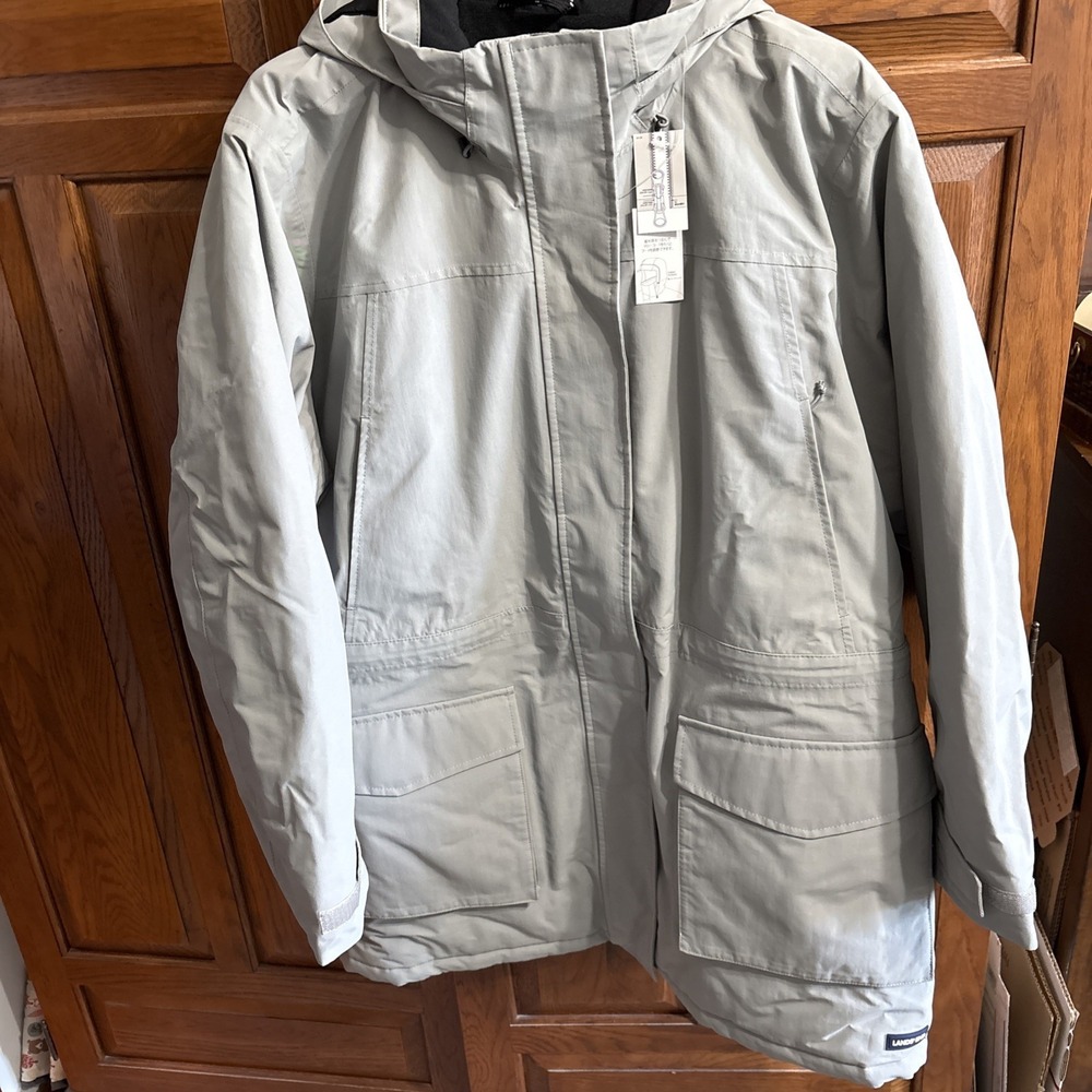 Lands' End Light Gray Hooded Parka Jacket NWT